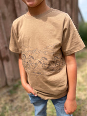 Western Horse Print | Child Tee Coyote Brown | Kids Western Shirt Little Mama Shirt Shop LLC