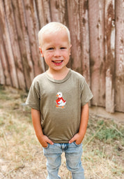 Autumn Duck with Pumpkin | Child Embroidered Tee | Kids Fall Shirt Little Mama Shirt Shop LLC