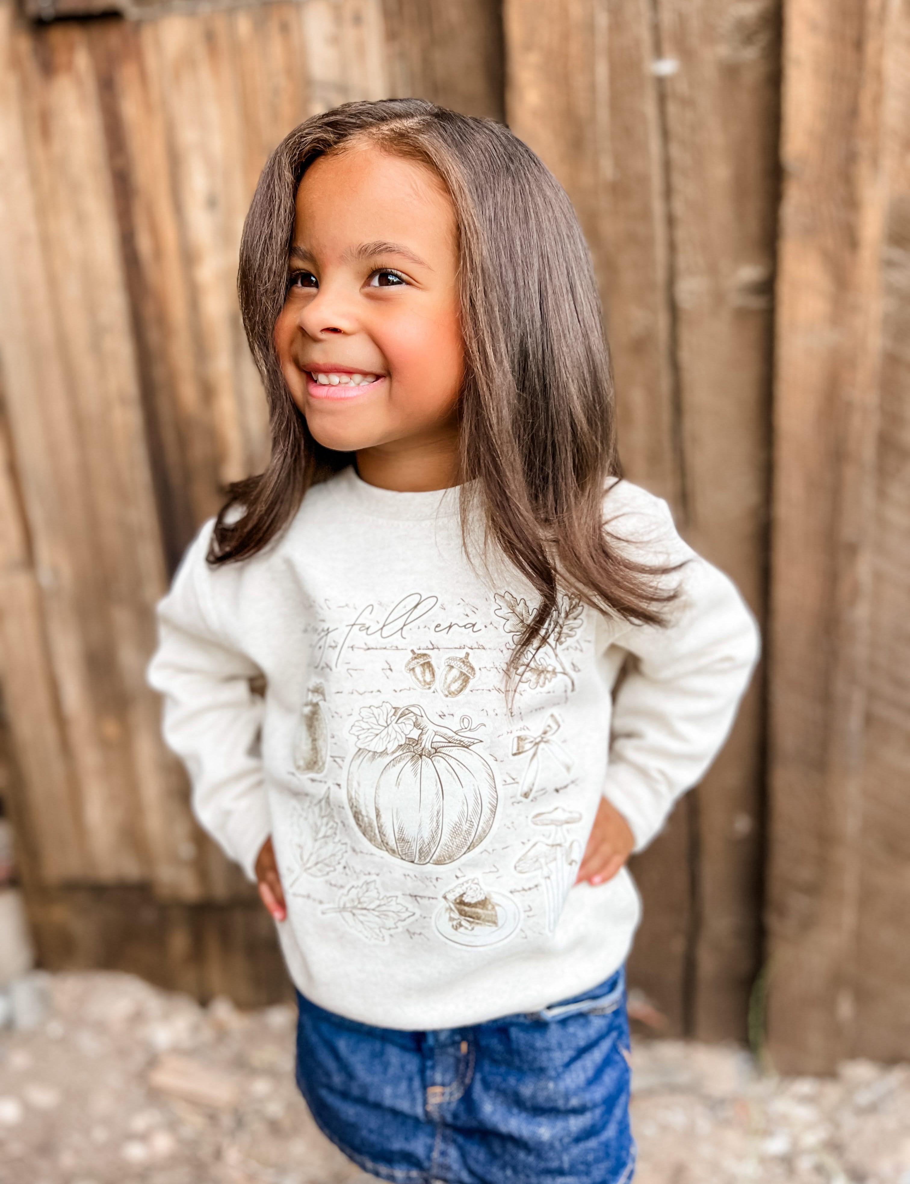 In My Fall Era | Child Natural Crewneck Sweatshirt | Kids Fall Graphic Pullover Little Mama Shirt Shop LLC