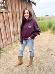 Wild and Rooted Embroidered Quarter-Zip | Adult Boxy Hooded Sweatshirt | Western Fall Little Mama Shirt Shop LLC