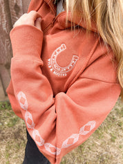 Wild and Rooted Embroidered Quarter-Zip | Adult Boxy Hooded Sweatshirt | Western Fall Little Mama Shirt Shop LLC