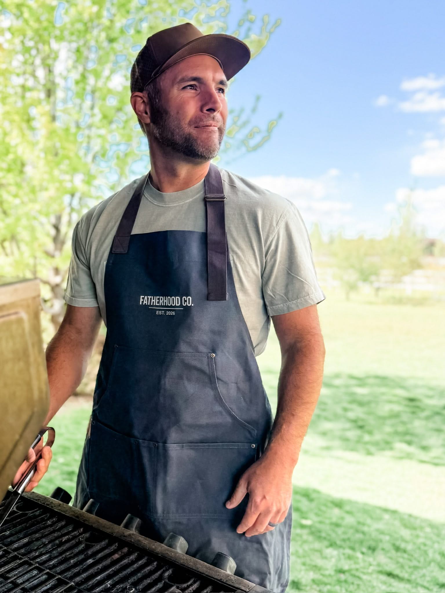 Fatherhood Co. - Personalized Established Year - Workwear Apron | Little Mama Shirt Shop Little Mama Shirt Shop
