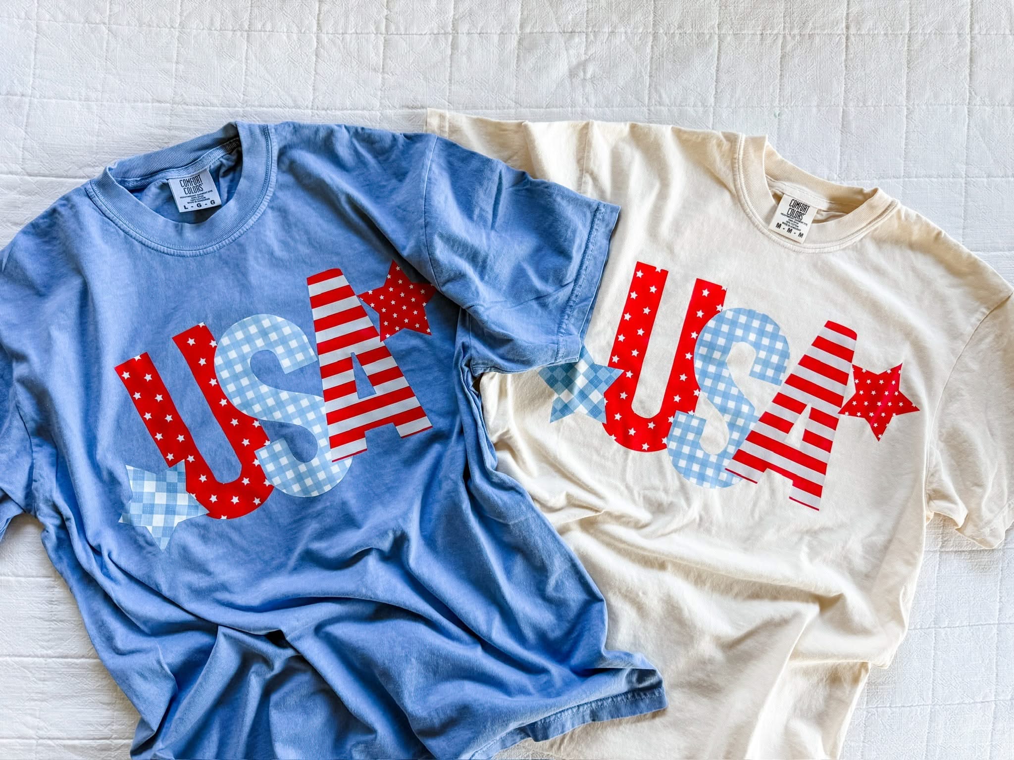 USA Patchwork Patriotic Graphic Tee – Adult Comfort Colors Shirt | Little Mama Shirt Shop Little Mama Shirt Shop LLC