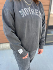 'Mother' Mock-neck | Sage Plaid Applique Embroidery | Fall Sweater Little Mama Shirt Shop LLC