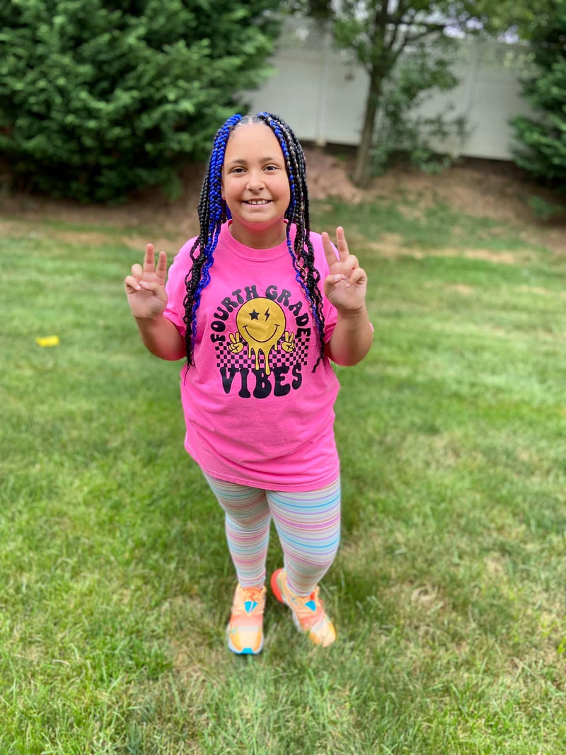 Fourth Grade Vibes - Peace Smiley - Short Sleeve Child Shirt