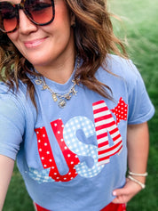 USA Patchwork Patriotic Graphic Tee – Adult Comfort Colors Shirt | Little Mama Shirt Shop Little Mama Shirt Shop LLC