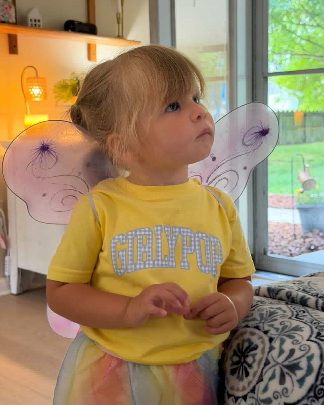Girls Butter Yellow with Blue Gingham Phrase - Child Tee | Little Mama Shirt Shop Little Mama Shirt Shop LLC