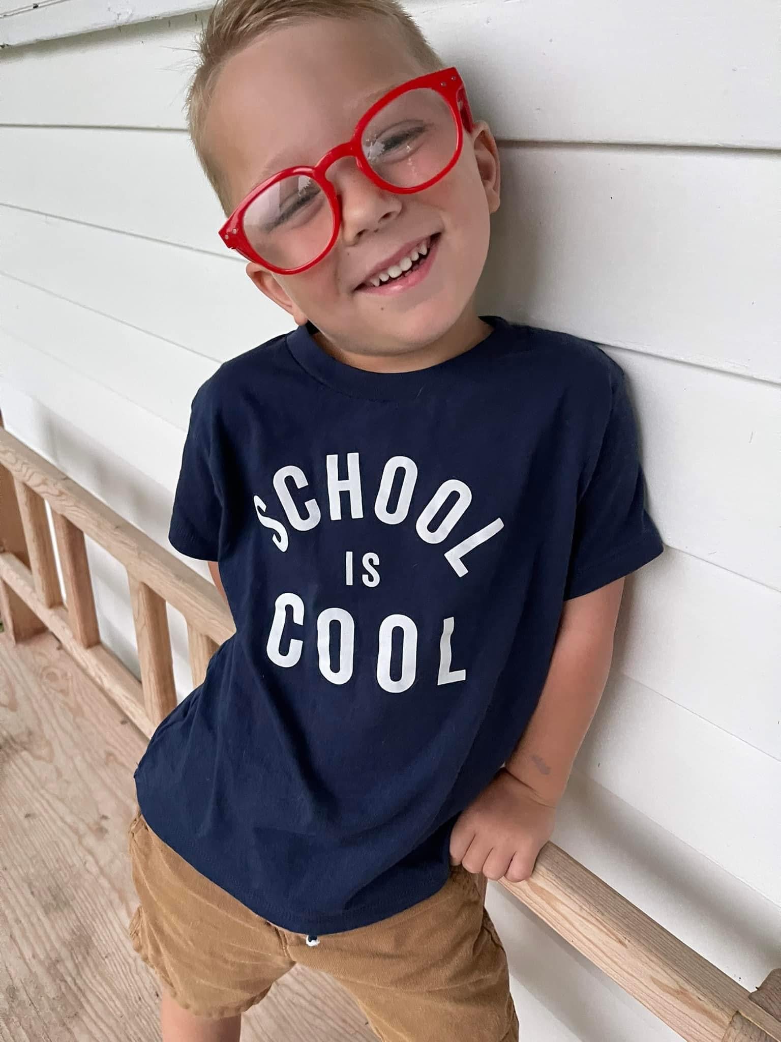 School is Cool - Short Sleeve Child Shirt Little Mama Shirt Shop