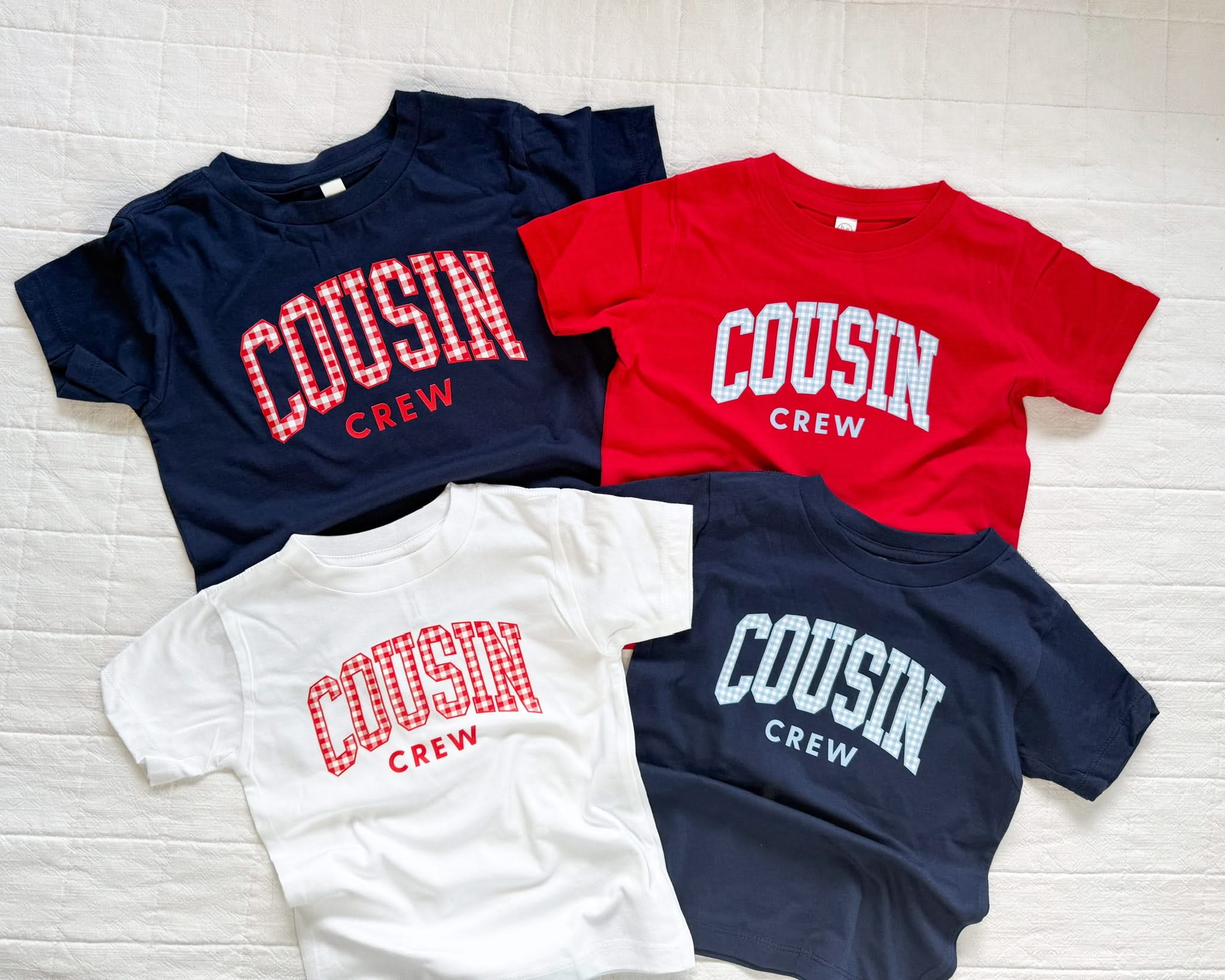 COUSIN CREW Gingham Print Tee - Child Red White & Blue Patriotic Shirt | Little Mama Shirt Shop Little Mama Shirt Shop