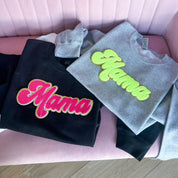 Holiday Sparkle N' Shine MAMA  - Chenille Patch Basic Fleece Little Mama Shirt Shop LLC