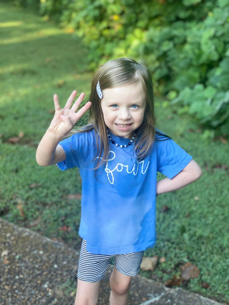 BIRTHDAY NUMBER - NEW CURSIVE - Child Shirt