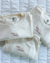 Adult tee in ivory with "More Amore" print on front, shown on flat lay – Little Mama Shirt Shop