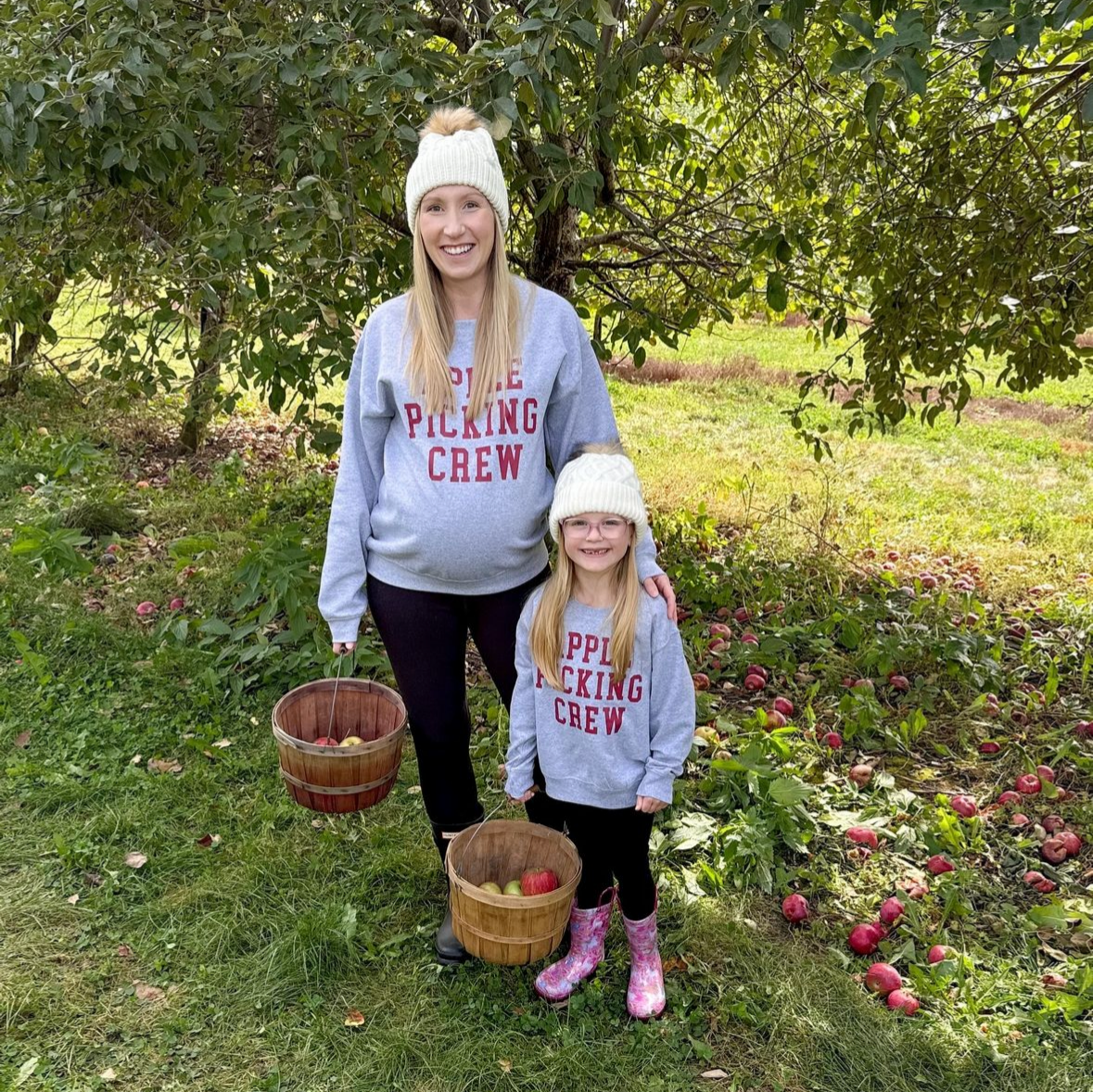 Apple Picking Crew - Basic Fleece Crewneck Little Mama Shirt Shop LLC