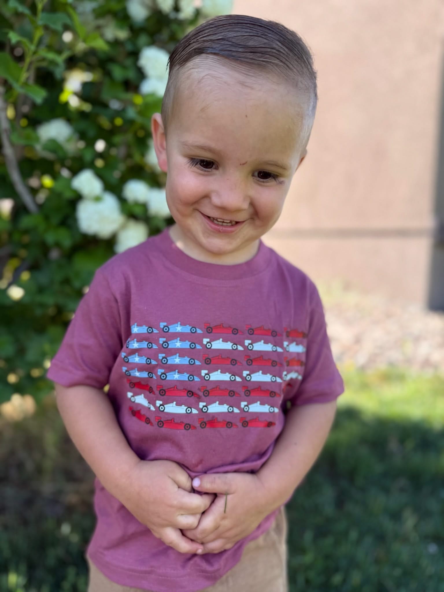 Patriotic Race Car American Flag Graphic T-Shirt - Child Tee | Little Mama Shirt Shop Little Mama Shirt Shop LLC