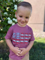 Patriotic Race Car American Flag Graphic T-Shirt - Child Tee | Little Mama Shirt Shop Little Mama Shirt Shop LLC