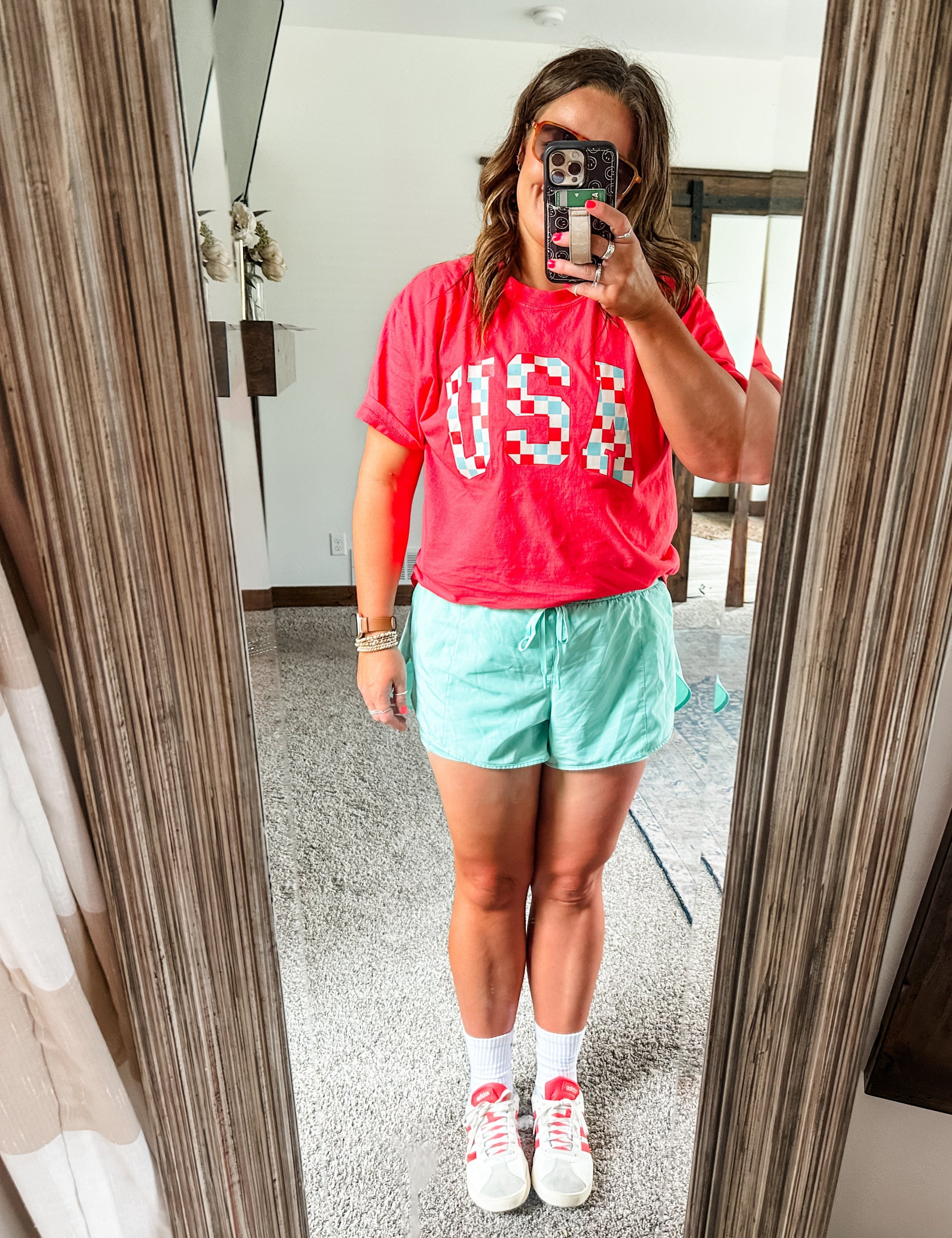 Checkered USA - Comfort Colors Tee Little Mama Shirt Shop