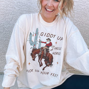 Giddy Up Jingle Horse - LONG SLEEVE Comfort Colors Tee Little Mama Shirt Shop