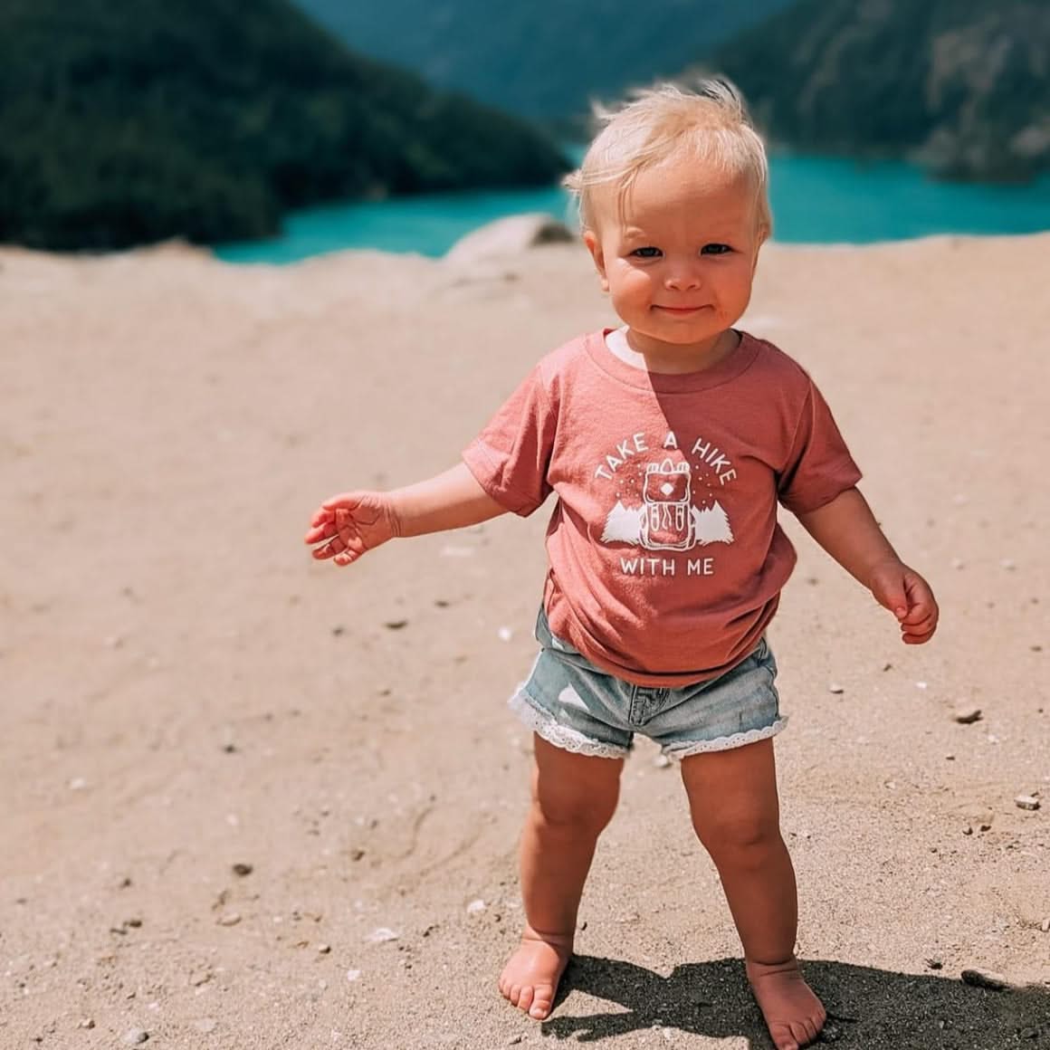 TAKE A HIKE WITH ME - Short Sleeve Child Shirt Little Mama Shirt Shop