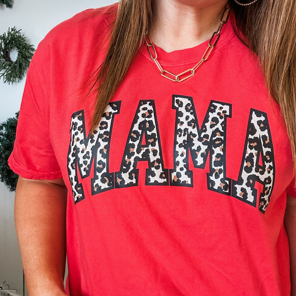 Mama (Varsity Leopard) - Comfort Colors Tee