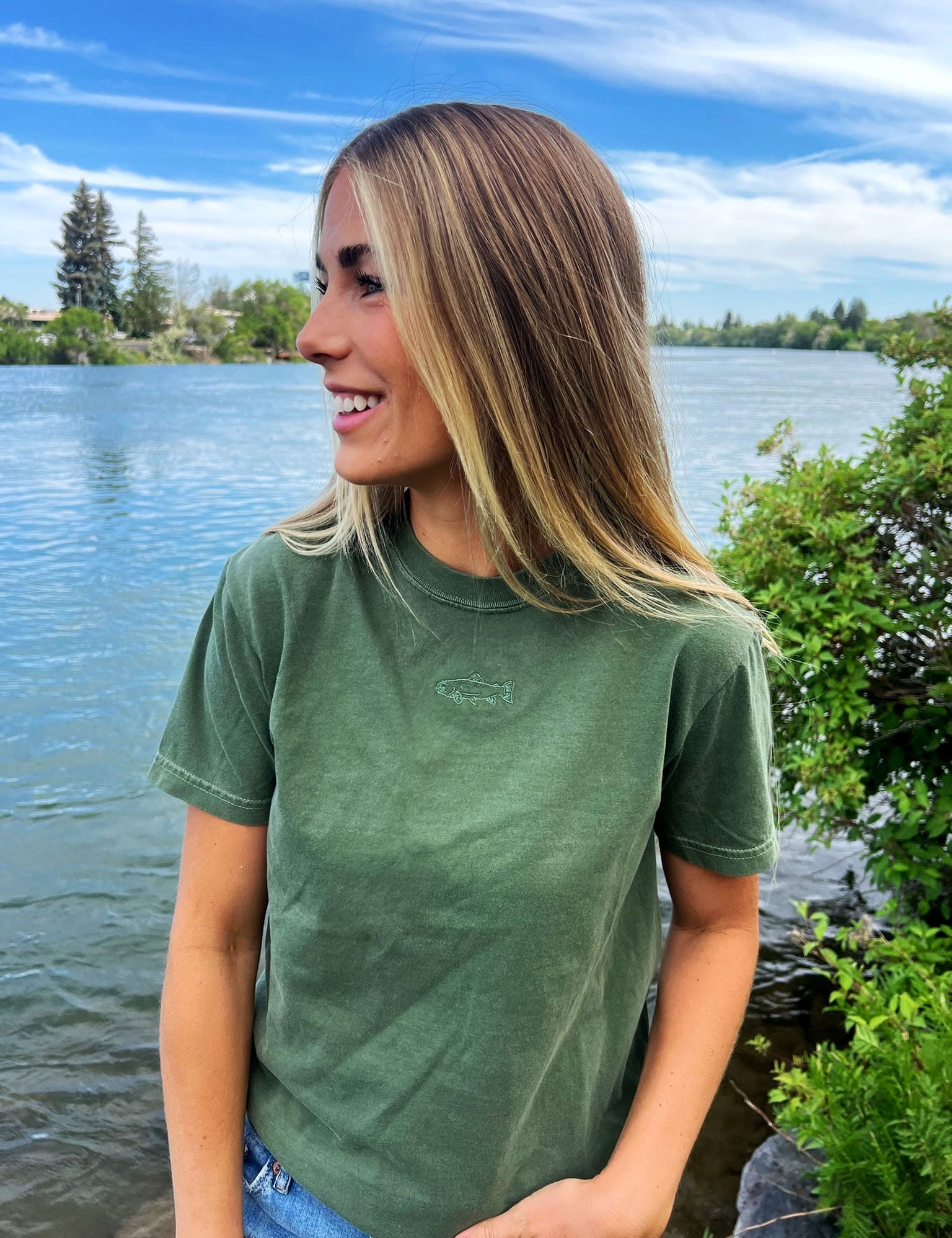 Embroidered Comfort Colors Tee - Mini Symbol (centered) - I'm Just a Girl Collection Little Mama Shirt Shop LLC