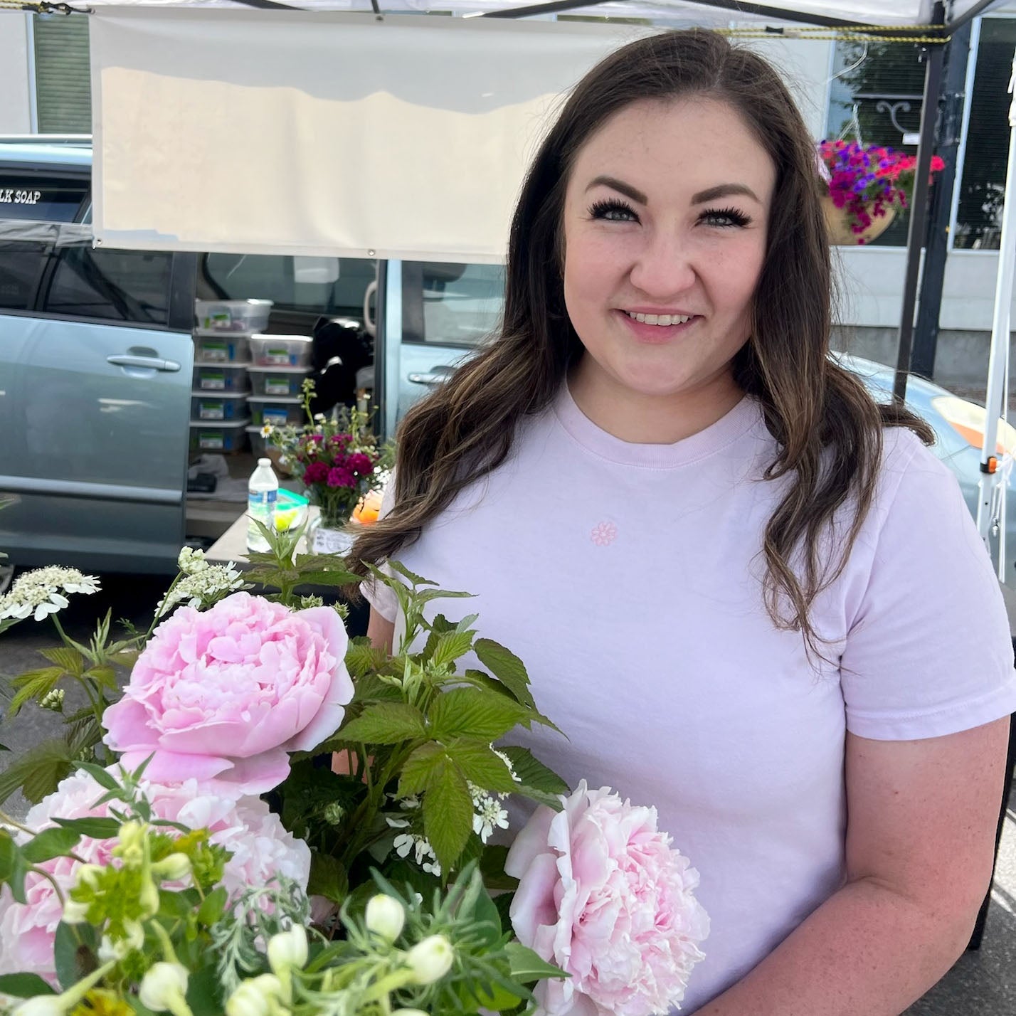 Embroidered Women's Everyday Tee - Mini Symbol (centered) - I'm Just a Girl Collection Little Mama Shirt Shop