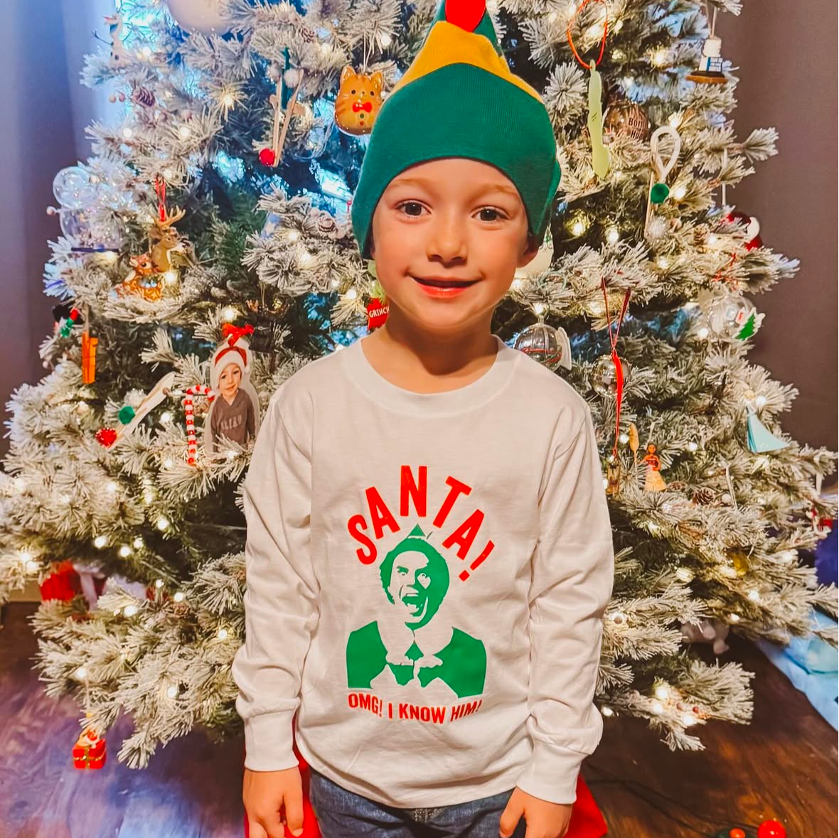 Santa! OMG! I Know Him! - Child Long Sleeve Tee