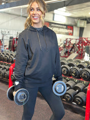 BUILT FOR THIS. / Sleeve Heart Detail - Black Performance Hoodie Little Mama Shirt Shop LLC