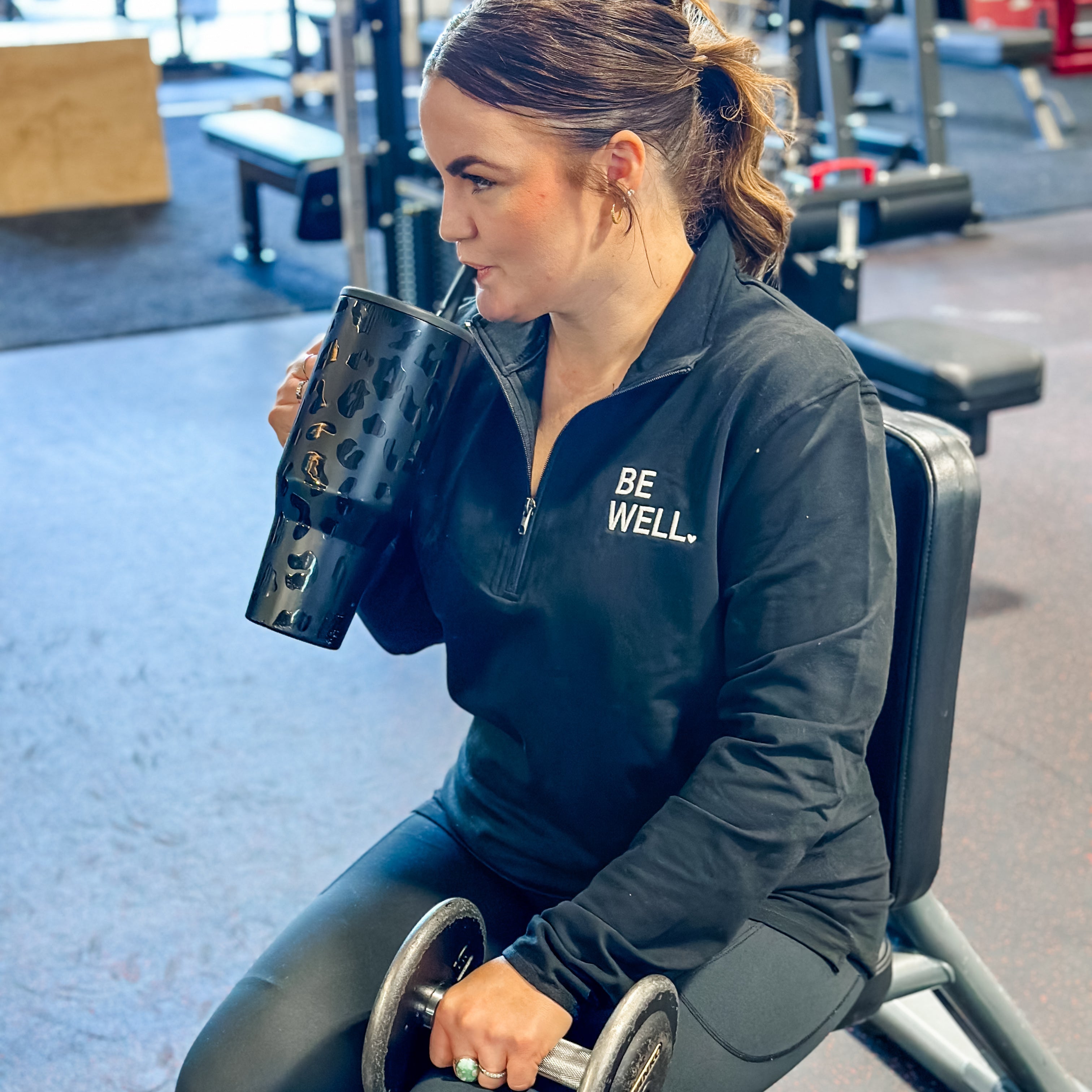 BE WELL. / LOVE THE JOURNEY - Embroidered/Printed Performance Quarter Zip Little Mama Shirt Shop LLC