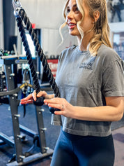 YOU ARE ENOUGH - Embroidered Cropped Comfort Colors Tee (Pepper) Little Mama Shirt Shop LLC