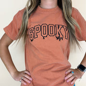 Embroidered Short Sleeve Comfort Colors Tee - Spooky (Dripping) Little Mama Shirt Shop LLC