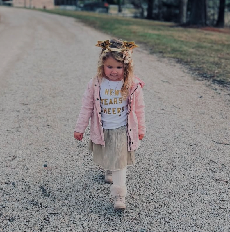 New Years Cheers - Block Font - Child LONG SLEEVE Tee Little Mama Shirt Shop