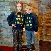 New Years Cheers - Block Font - Child Sweater Little Mama Shirt Shop