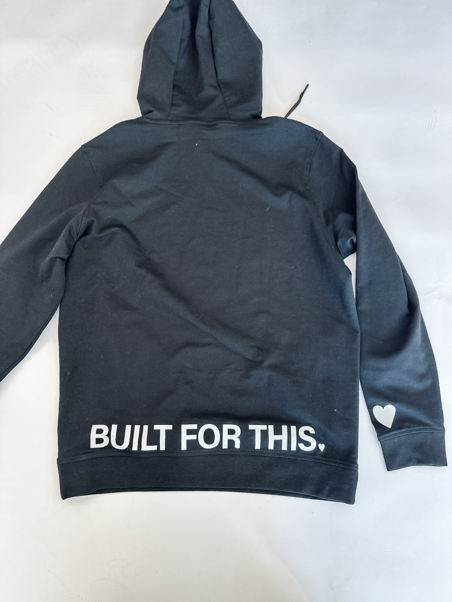 BUILT FOR THIS. / Sleeve Heart Detail - Black Performance Hoodie Little Mama Shirt Shop LLC