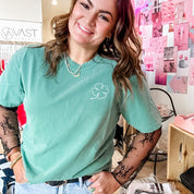 Embroidered Comfort Colors Tee - Shamrock Outline (pocket) Little Mama Shirt Shop