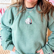 Embroidered BASIC Fleece - Ghost & Rainbow w/ Pot Of Gold Little Mama Shirt Shop LLC