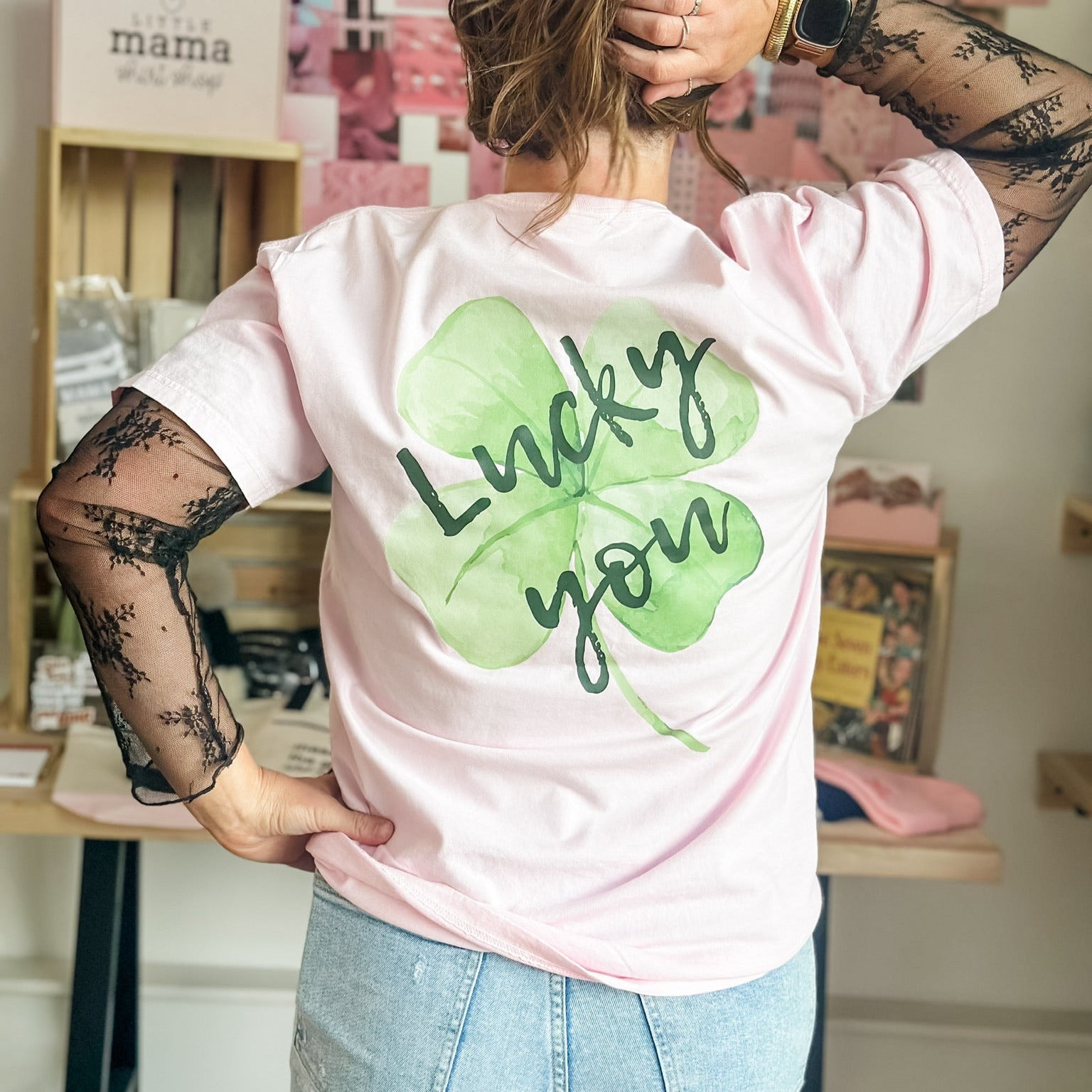 Watercolor Lucky You (pf&b) - Comfort Colors Tee Little Mama Shirt Shop