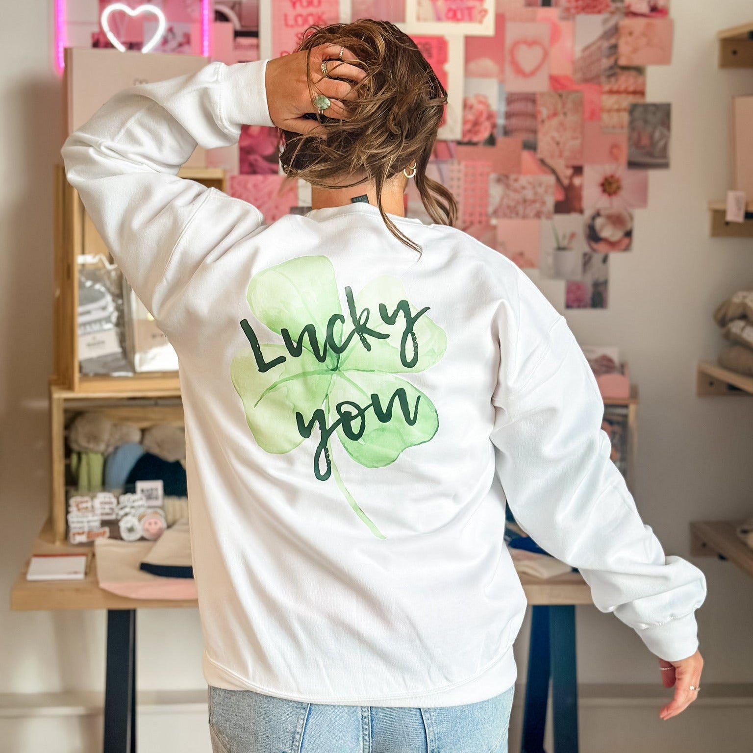 Watercolor Lucky You (pf&b) - BASIC Fleece Little Mama Shirt Shop LLC