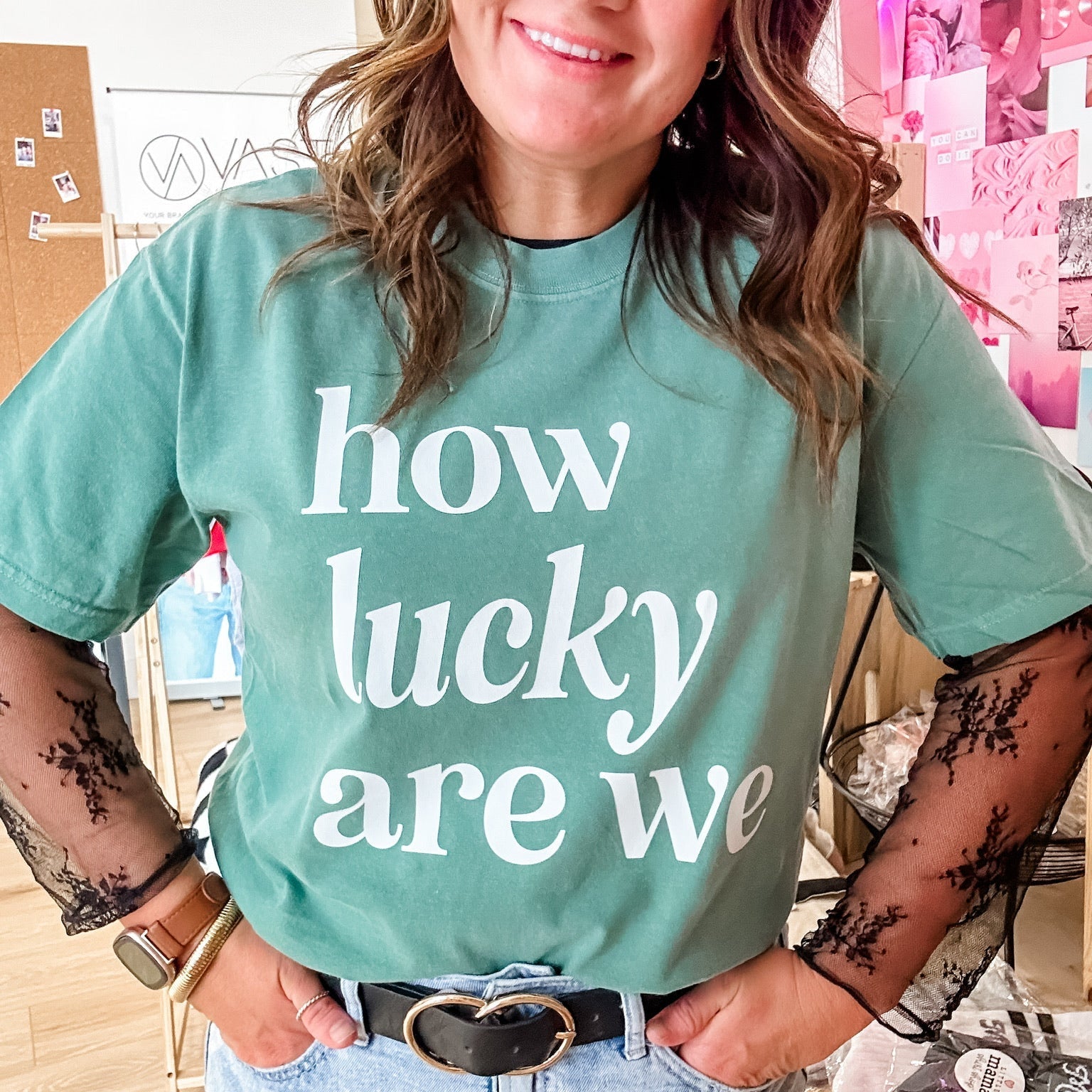 How Lucky Are We - Comfort Colors Tee Little Mama Shirt Shop