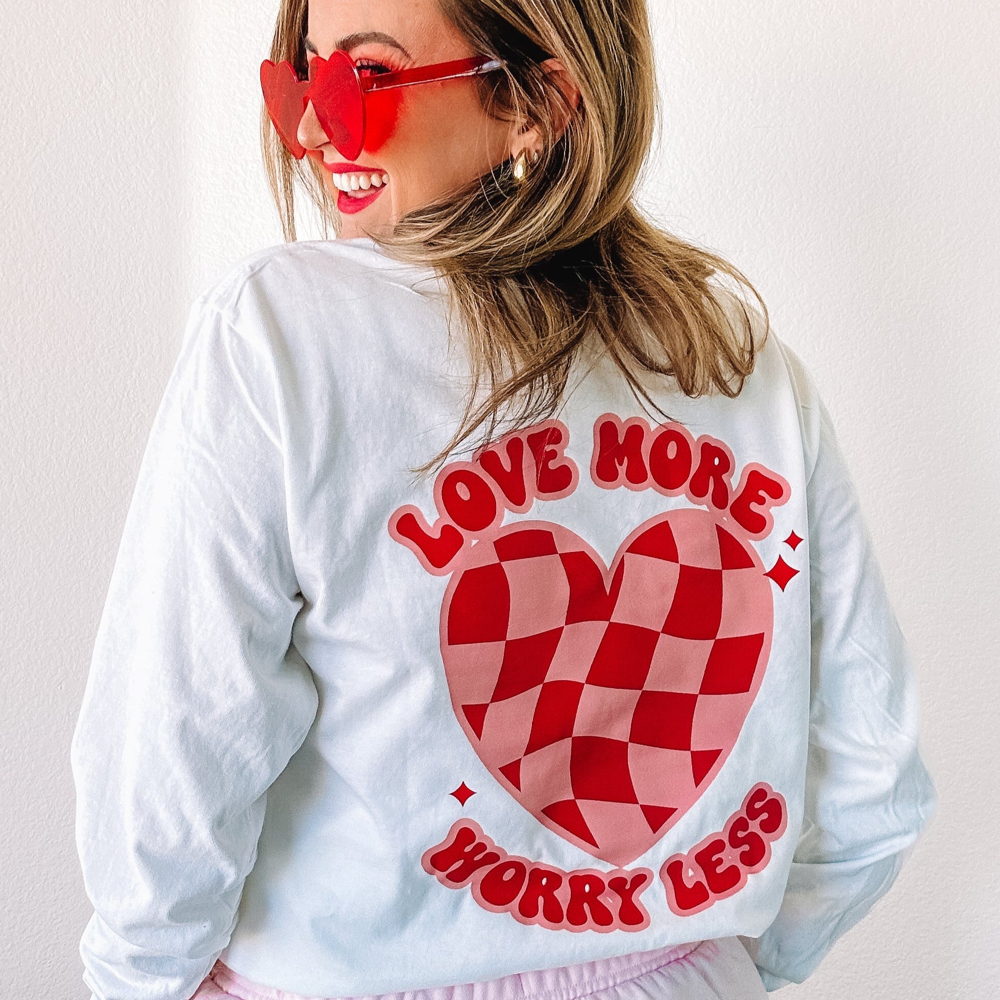 Love More Worry Less (pf&b) - LONG SLEEVE Comfort Colors Tee Little Mama Shirt Shop
