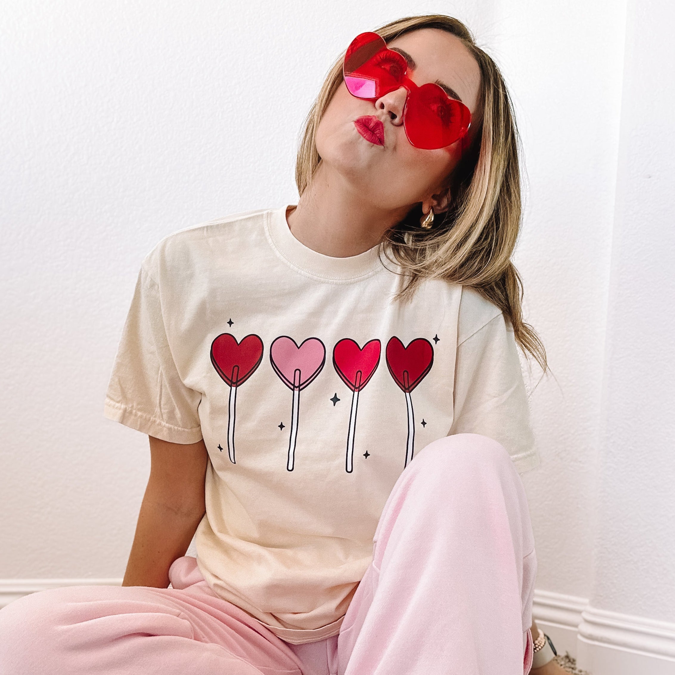 Classic Heart Lollipops - Comfort Colors Tee Little Mama Shirt Shop