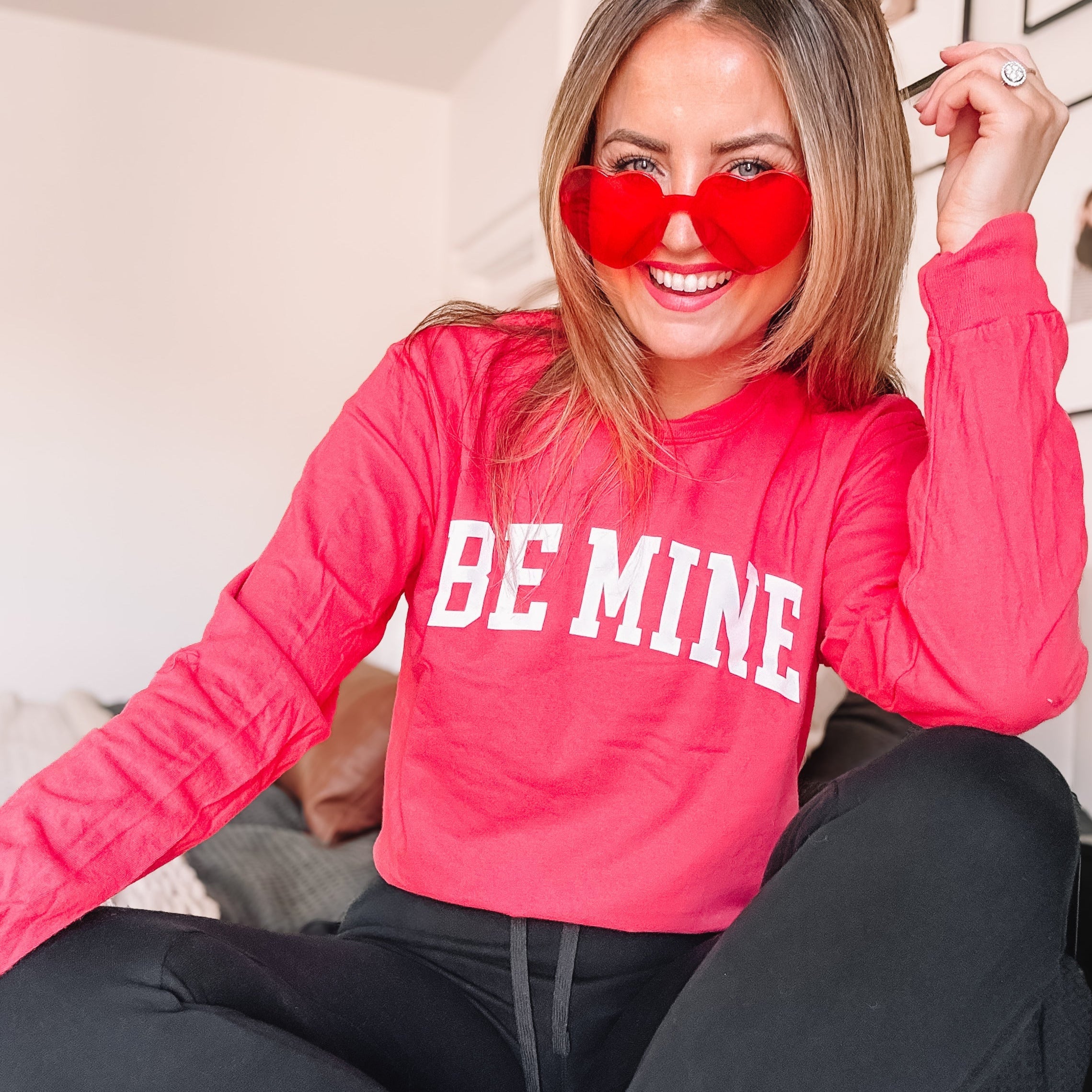 Arched Be Mine - Varsity - Long Sleeve Comfort Colors Tee Little Mama Shirt Shop