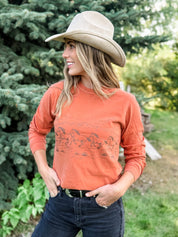 Western Horse Print | Adult Comfort Colors Long Sleeve Tee | Western Shirt Little Mama Shirt Shop LLC