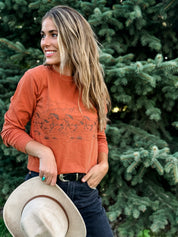 Western Horse Print | Adult Comfort Colors Long Sleeve Tee | Western Shirt Little Mama Shirt Shop LLC