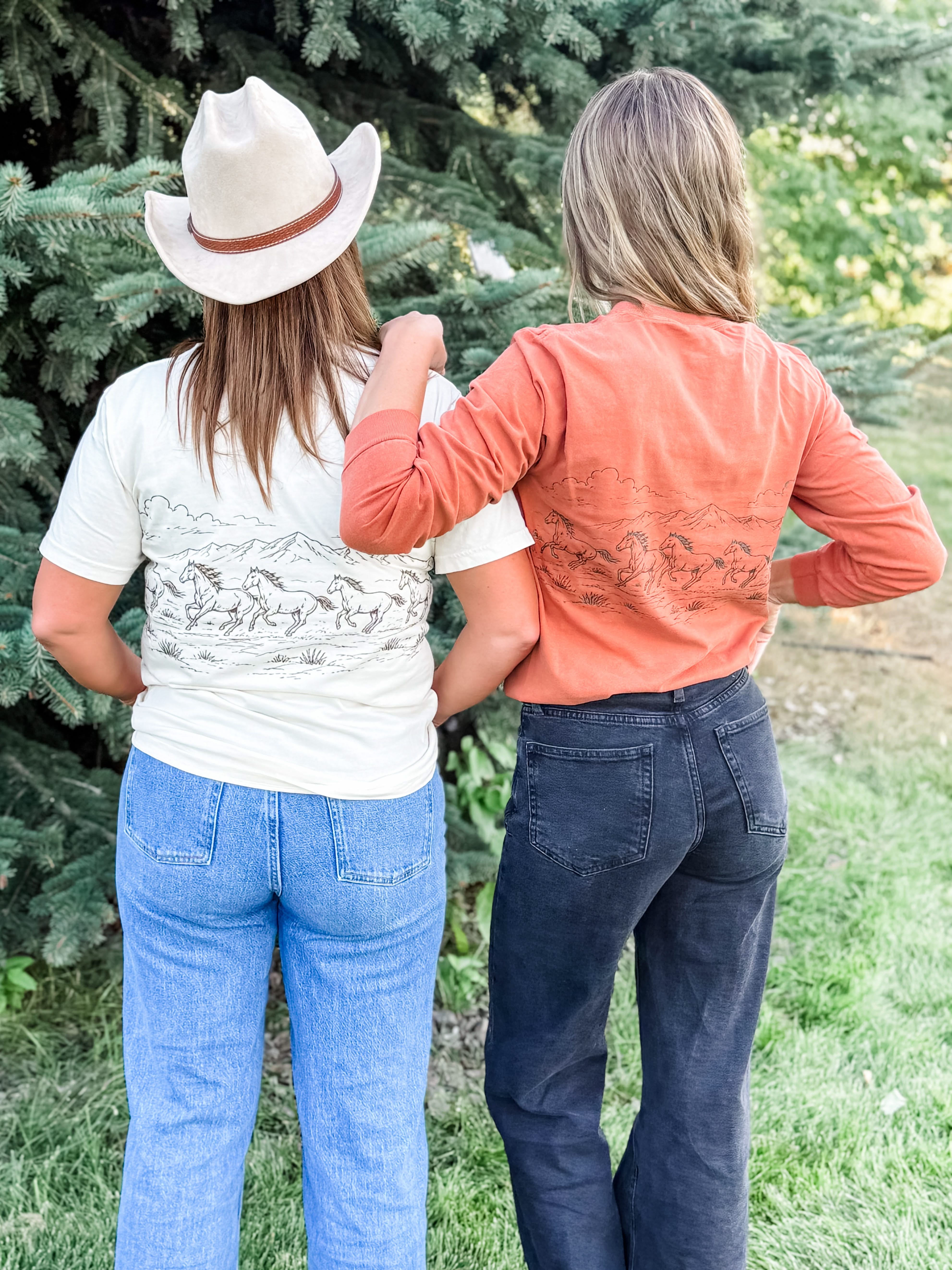 Western Horse Print | Adult Comfort Colors Long Sleeve Tee | Western Shirt Little Mama Shirt Shop LLC