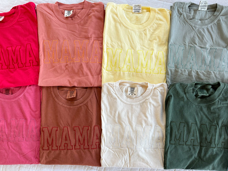Embroidered SHORT SLEEVE Comfort Colors Tee - OUTLINE NAME - Tone on Tone Thread