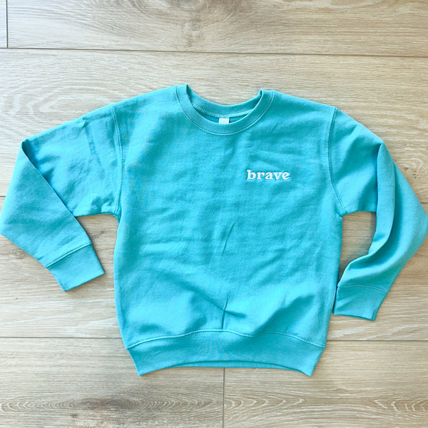 Embroidered Child Sweater - Brave - White thread