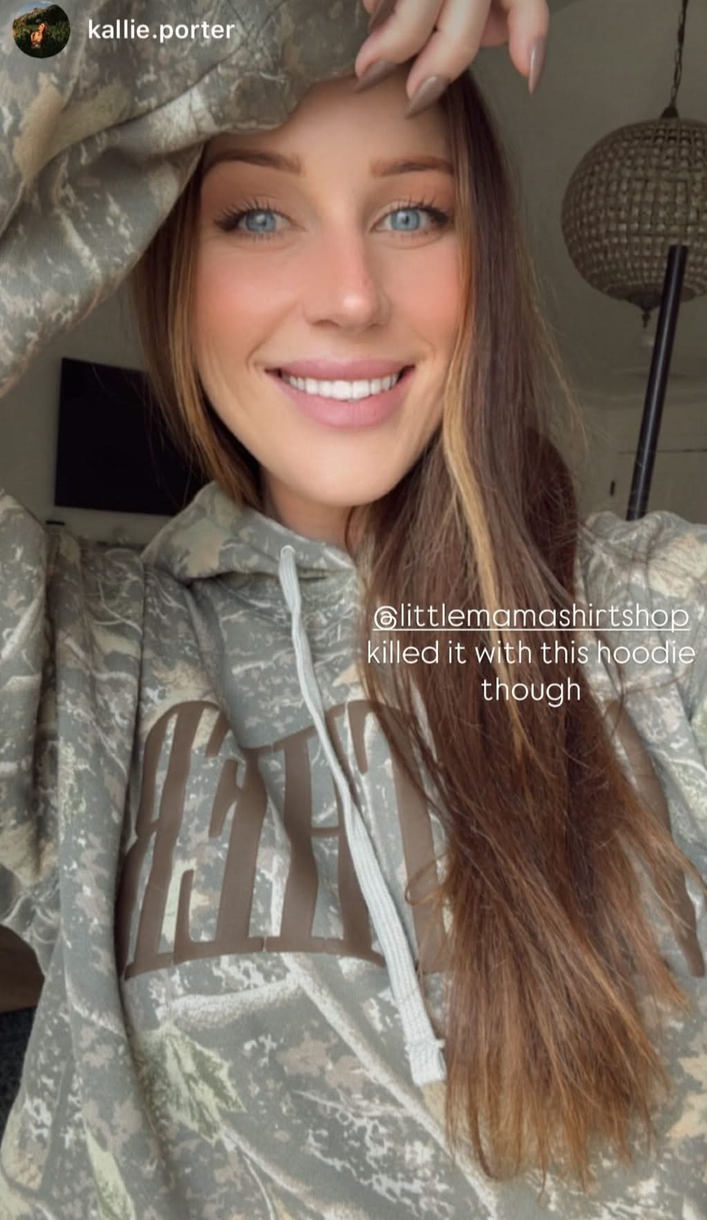 Hoodie in camo with puff print 'mother' on chest, customer photo – Little Mama Shirt Shop