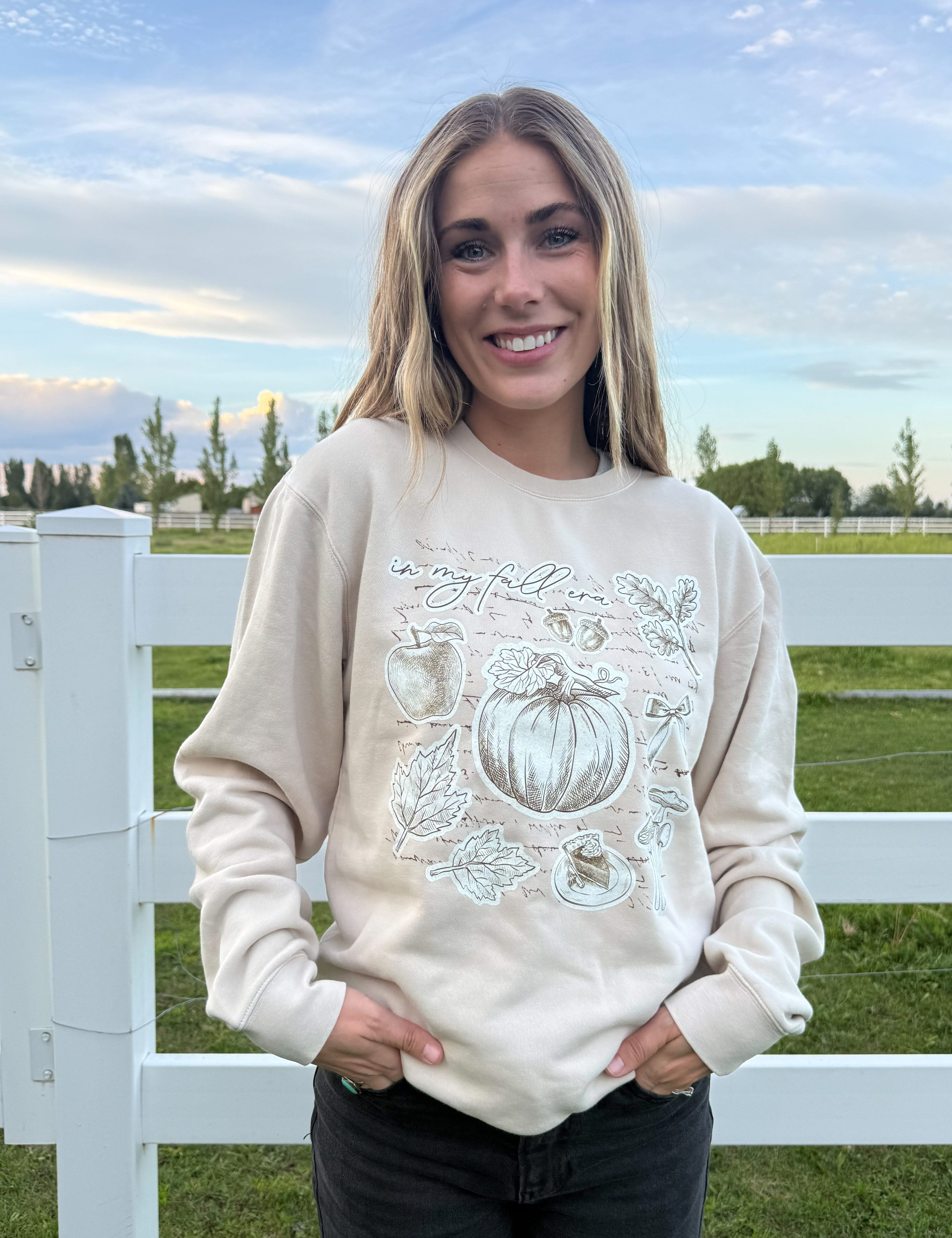 In My Fall Era | Adult Ivory Pigment Crewneck | Fall Graphic Pullover Little Mama Shirt Shop LLC