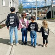 Big Yellow Checker Smiley - I am Strong Smart Kind Brave Bold (f & b) - Child Sweater Little Mama Shirt Shop