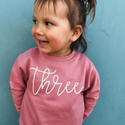 BIRTHDAY NUMBER - NEW CURSIVE - Child Sweater Little Mama Shirt Shop